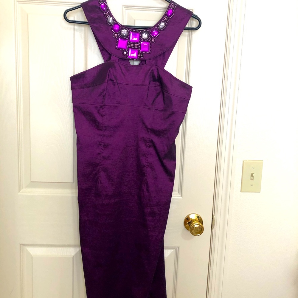 Gorgeous plum satin dress size 6 NWOT